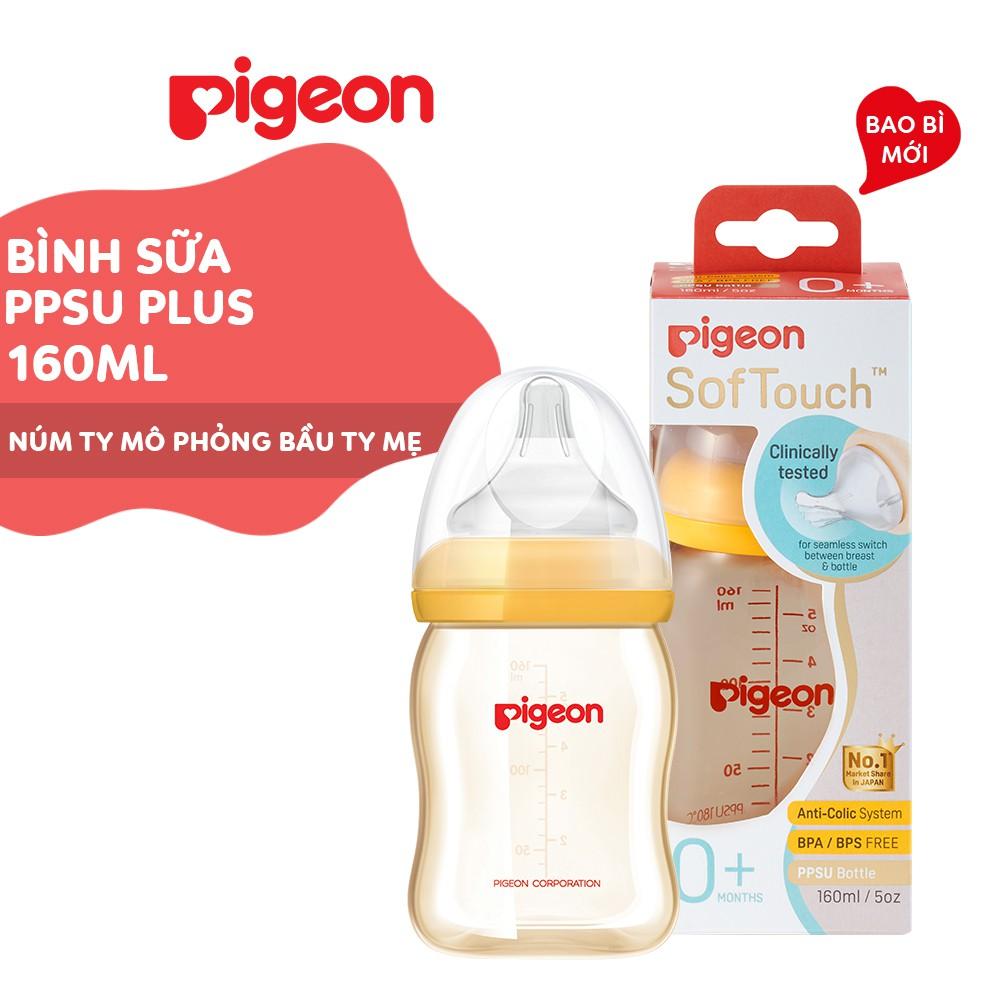 Bình sữa cổ rộng PPSU Plus Pigeon 160ml/ 240ml