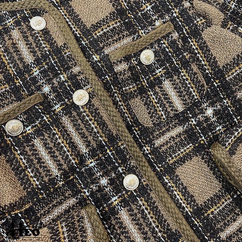 Áo khoác dạ tweed nâu tây hàng chuẩn SDD