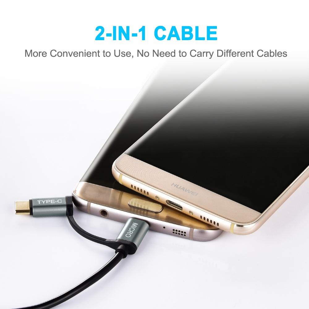 Cáp sạc 2 in 1 USB to Type C+ Micro Choetech XAC-0012