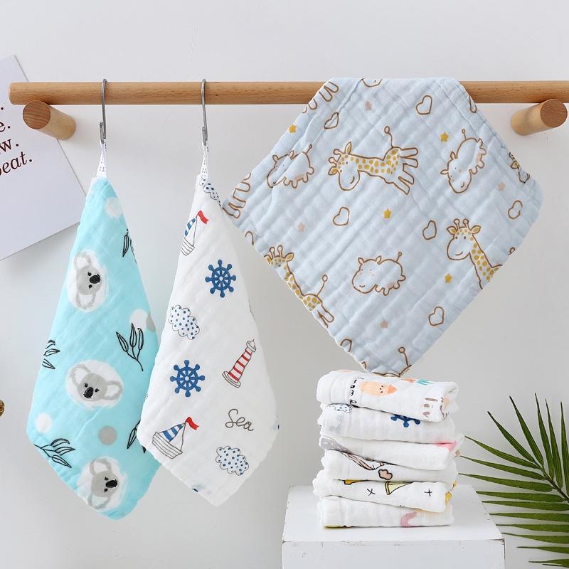 Khăn mặt xô, khăn sữa cotton sợi tre 6 lớp cho bé mềm mịn, nhiều kích thước, họa tiết đáng yêu M02