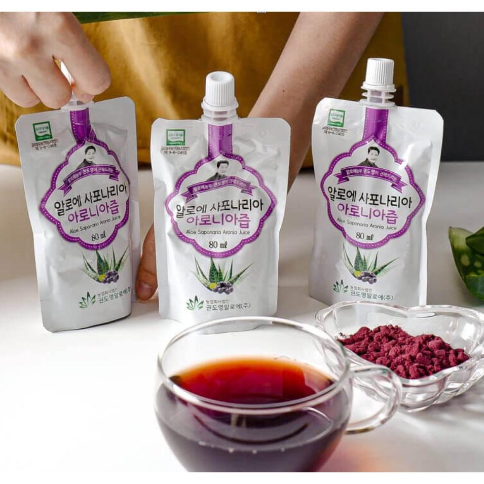 Hộp 30 Gói Nước Ép Nha Đam Và Quả Aronia Hữu Cơ KDY ALOE 80ml/Bịch