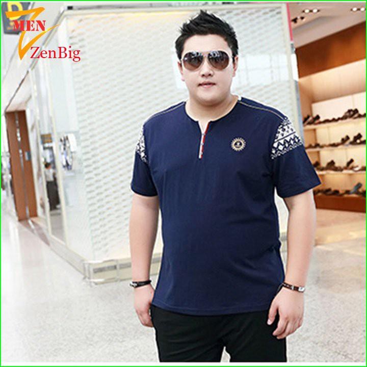 Áo Thun Nam Big Size Ngắn Tay Không Cổ Dành Cho Người Béo Người Mập, Kích Thước Lớn 3XL- 7XL (80-140kg