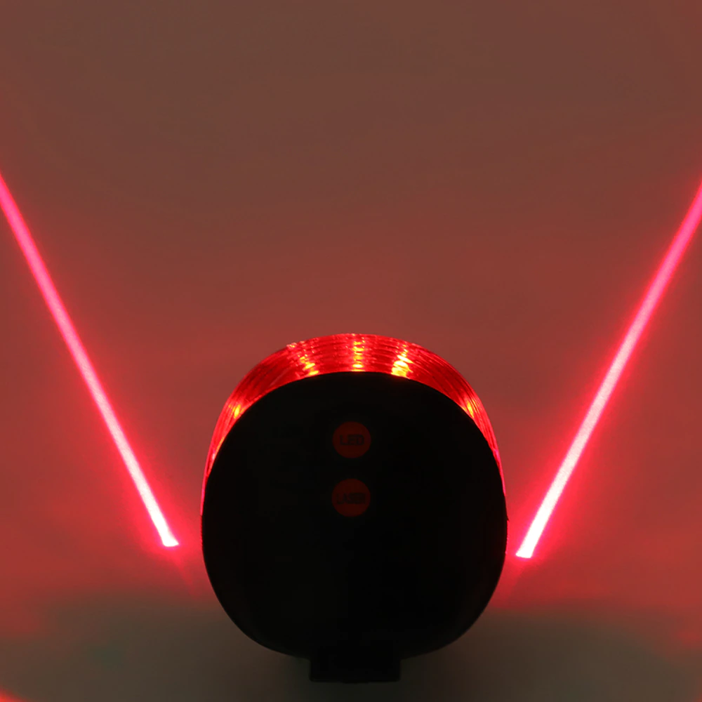 Đèn led hậu xe đạp có Laser cảnh báo 2 bên - Pin AAA | Đèn LED cường độ cao dành cho xe đạp