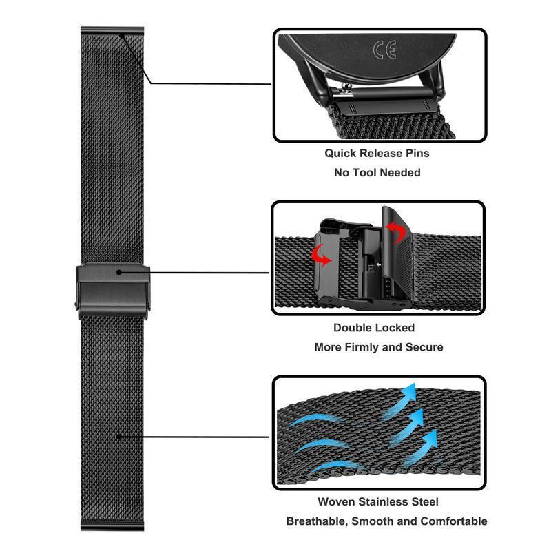 Dây Đeo Milanese Cho Đồng Hồ Samsung Galaxy Watch 3 45mm 41mm/ Active 2/ Galaxy 46mm 42mm/ Gear S3 S2 20mm 22mm