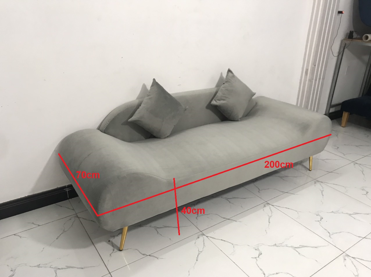 Ghế sofa băng thuyền 2m xám trắng