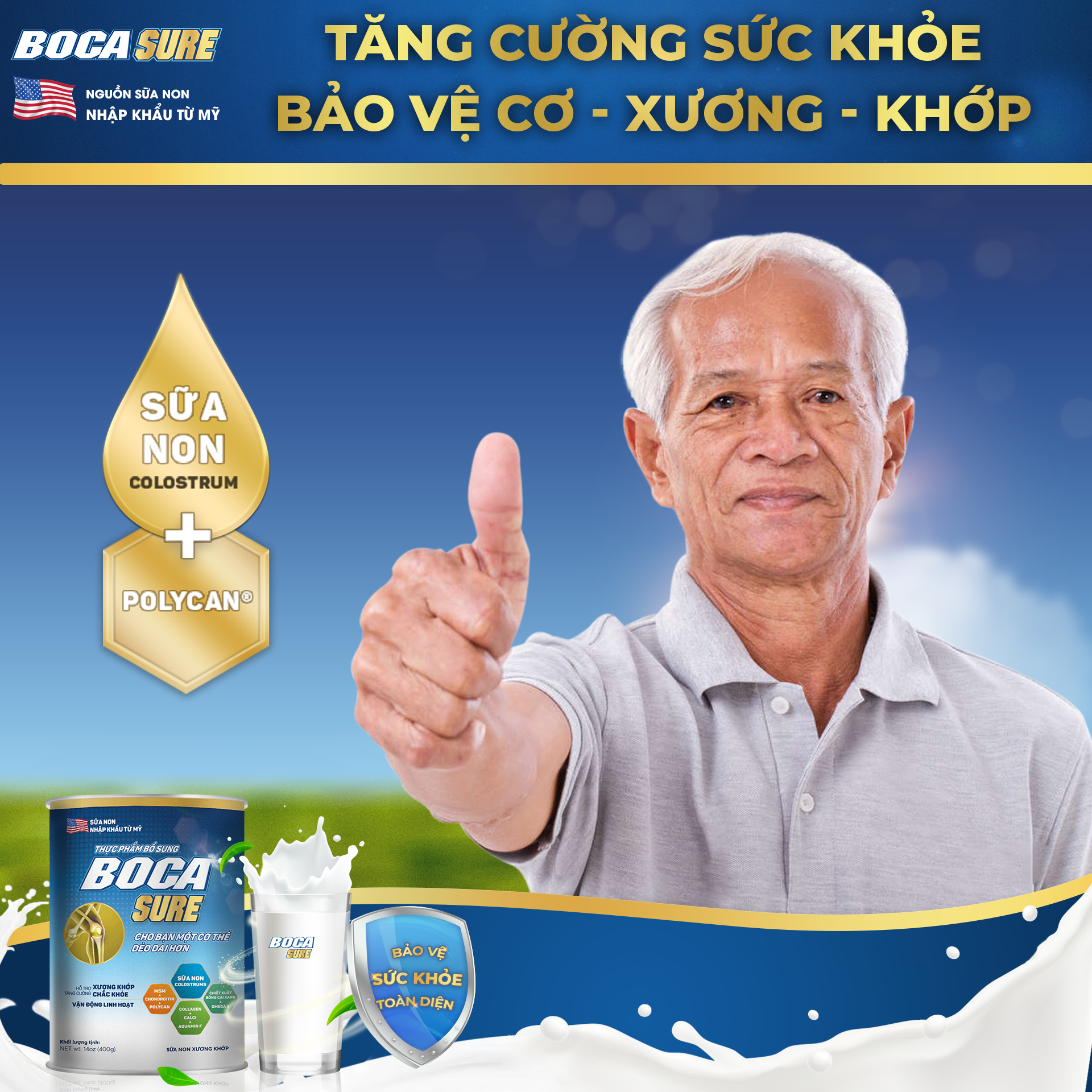 Mua 3 tặng 1 BOCA SURE hỗ trợ xương khớp ALIFACO Sữa Non sữa non nhập khẩu từ Mỹ 400gr