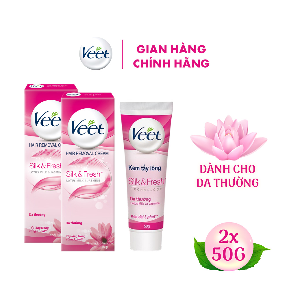 Combo 2 Kem Tẩy Lông Cho Da Thường Veet Silk Fresh 50G