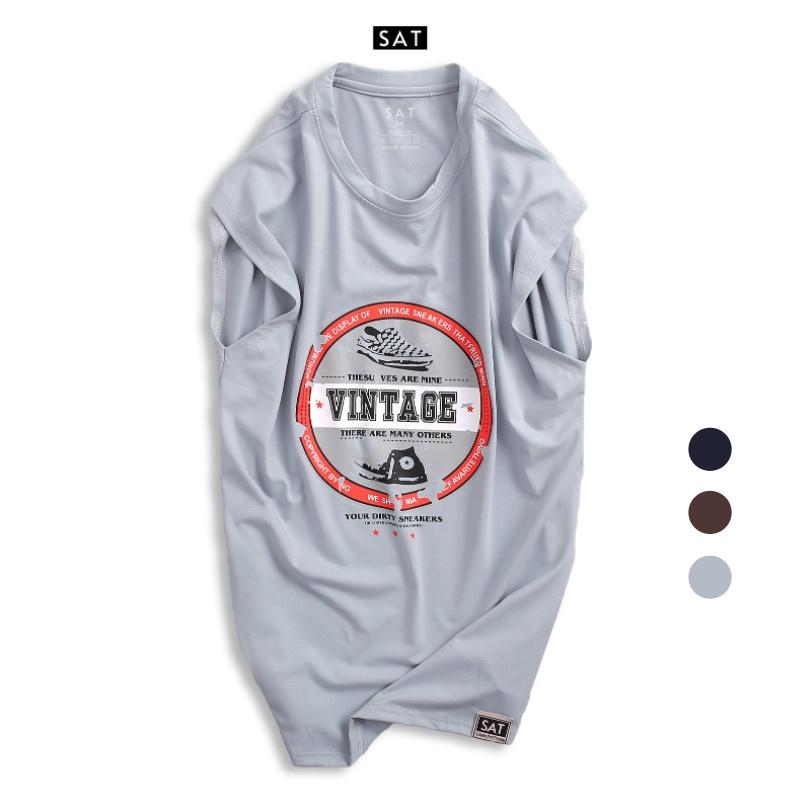Áo thun ba lỗ tanktop nam VINTAGE-03, vải cotton mềm mịn, dày dặn, trẻ trung chuẩn form SAT