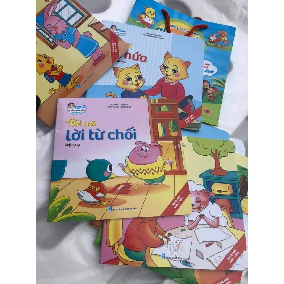 Sách song ngữ kỹ năng giao tiếp set 10 cuốn kèm túi đựng