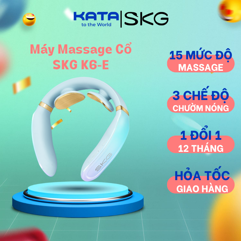 Máy Massage Cổ SKG K6E- Tấm điện cực mạ vàng 24K mát-xa cho da nhạy cảm, không gây mẩn ngứa, khó chịu