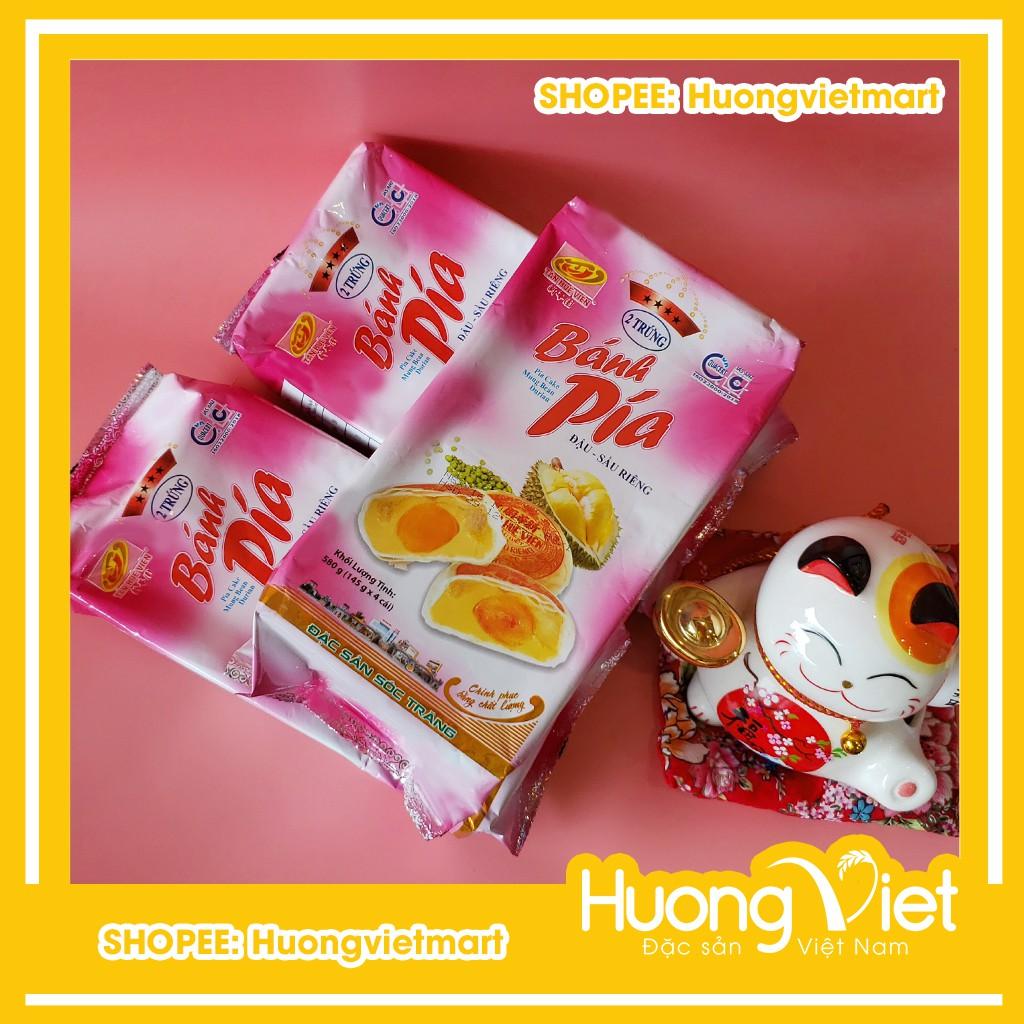 Bánh pía 2 trứng đậu xanh sầu riêng Tân Huê Viên 570g, bánh pía Sóc Trăng Tân Huê Viên 2 trứng muối 