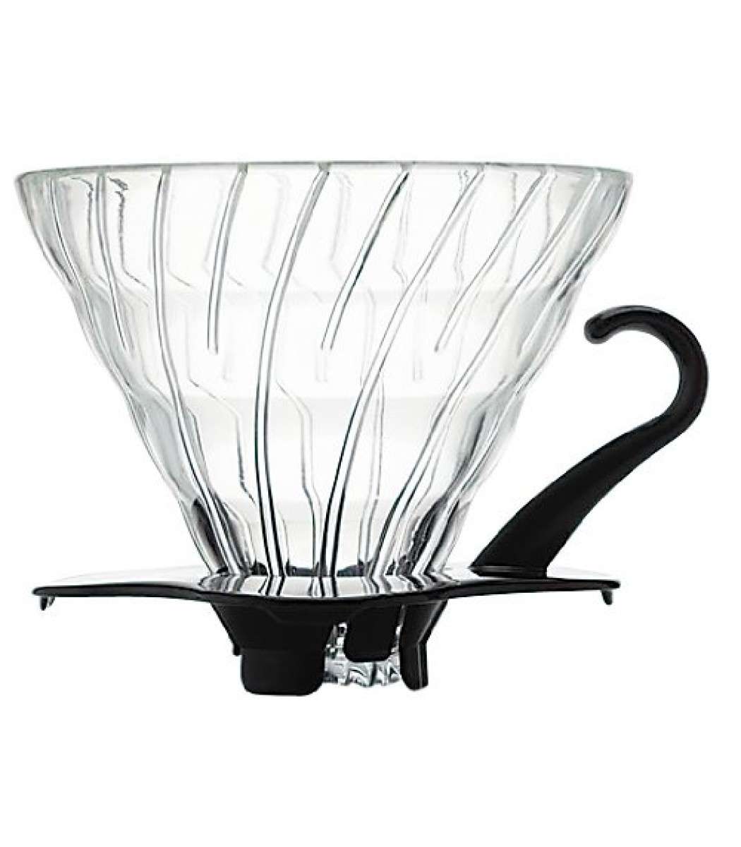 PHỄU LỌC CÀ PHÊ THUỶ TINH HARIO V60 DRIPPER VDG – 02B GLASS SIZE 2-4 LY- ĐEN - Nhập khẩu chính hãng