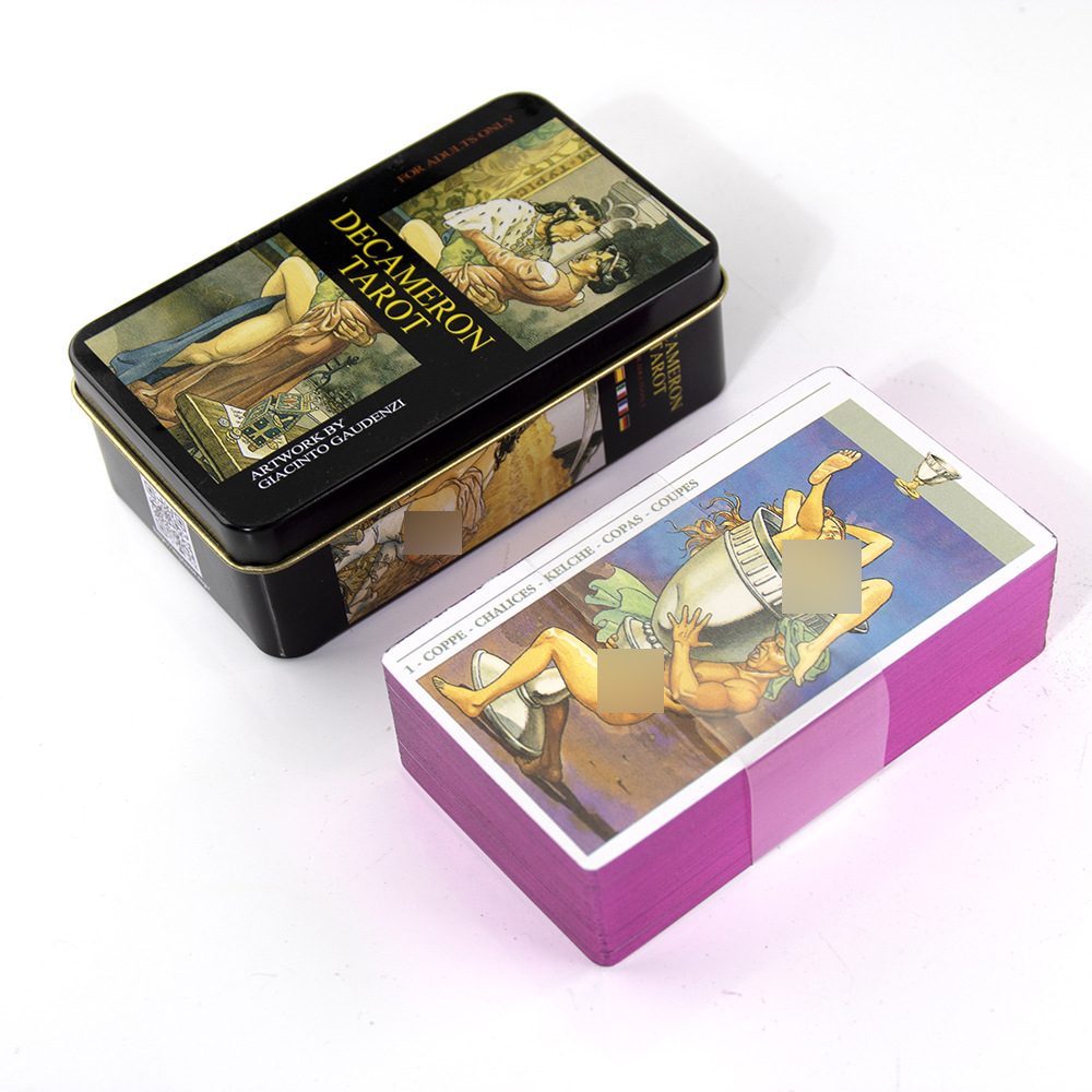 [Mạ Cạnh] Bộ Bài Decameron Tarot Hộp Thiếc Mạ Cạnh Hồng 78 Lá Tặng File Tiếng Anh Và Đá Thanh Tẩy