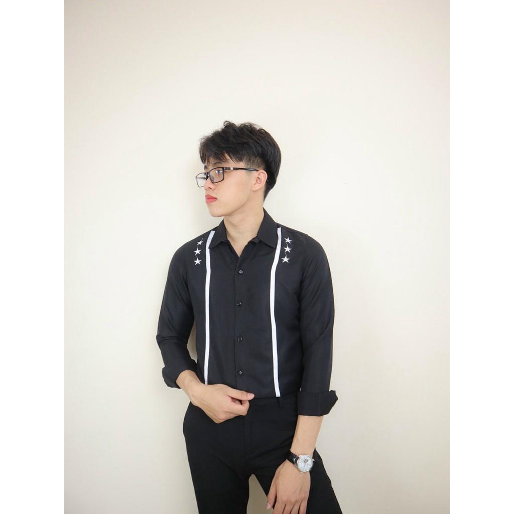 Áo sơ mi in thêu dài tay nam nữ cực đẹp