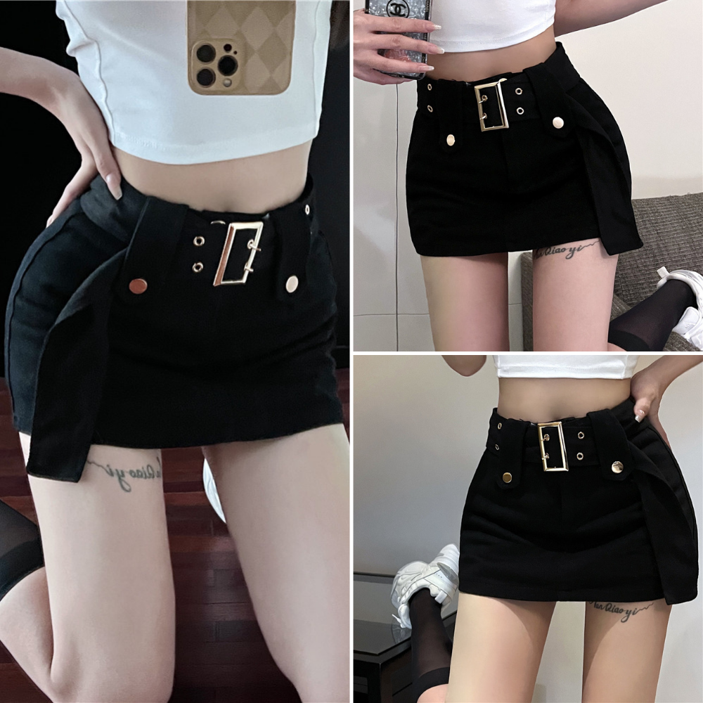 Chân váy nữ, chân váy jeans nữ dây đai màu xanh size S M L SKUCV-20A