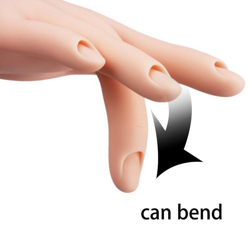 Bàn tay giả silicone tập làm nail - loại khớp dẻo linh hoạt dành cho Nail