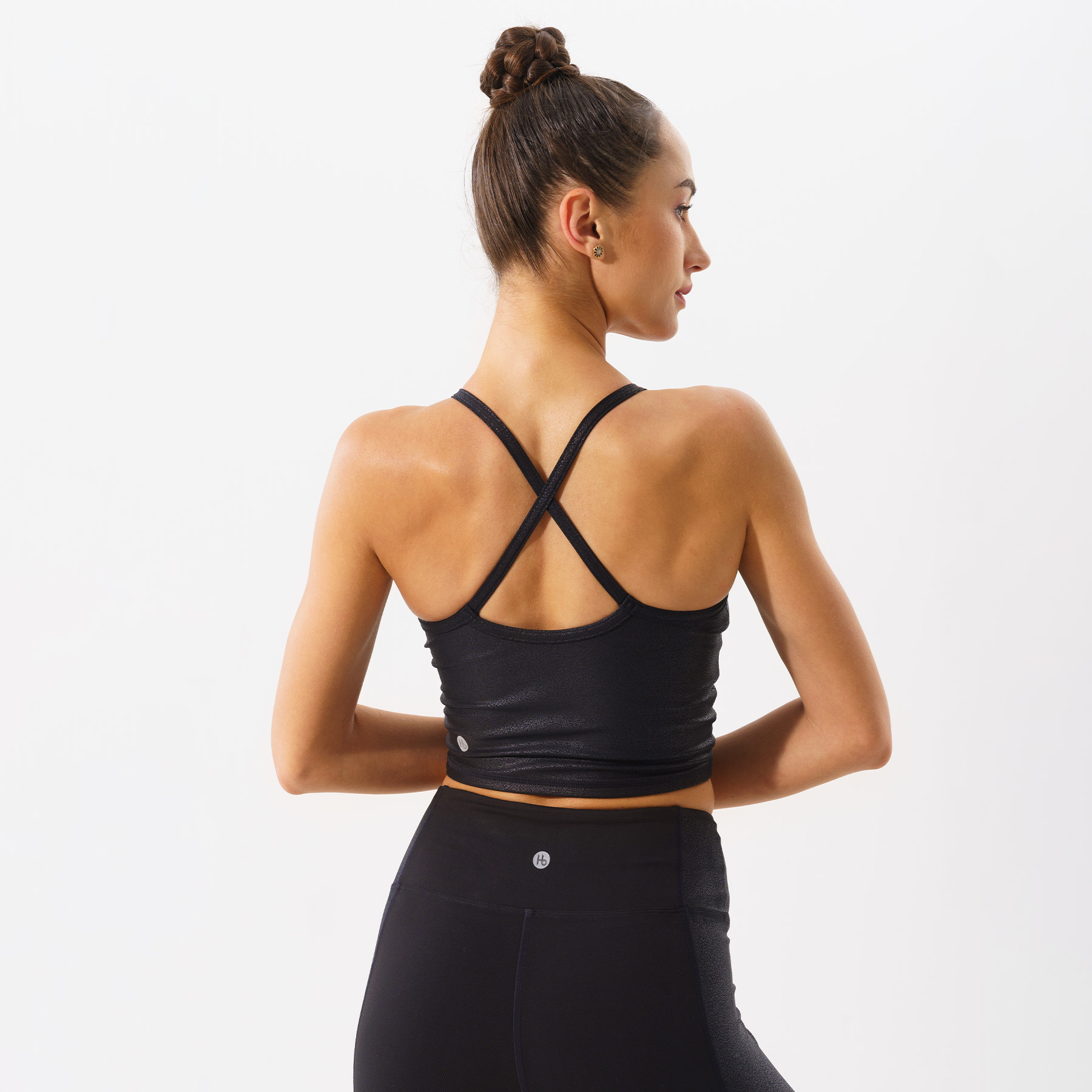 Áo tập Yoga Gym croptop 2 dây đan chéo Hibi Sports Mã CR806 có mút nâng ngực bên trong