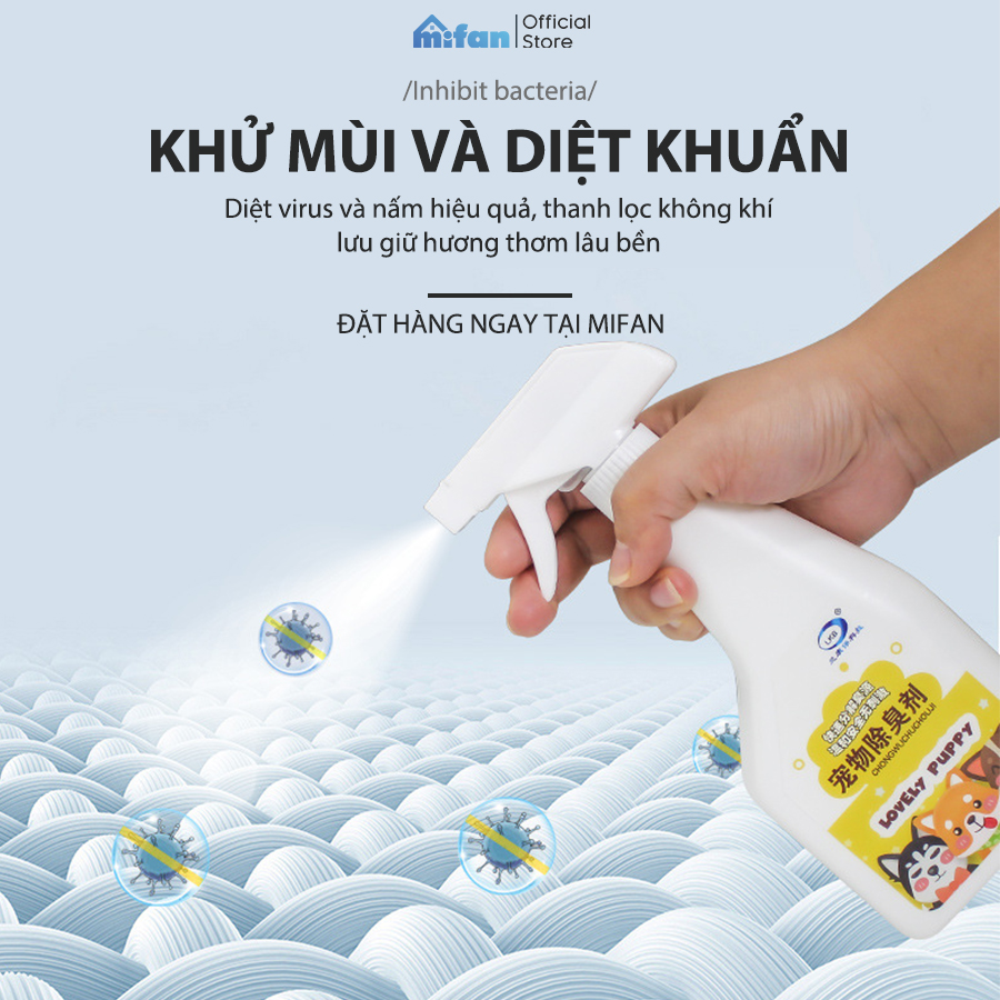 Chai Xịt Khử Mùi Chó Mèo Lkb 350ml MIFAN -  Diệt khuẩn Enzyme khử mùi hôi nước tiểu thú cưng - Chiết xuất thực vật, An toàn