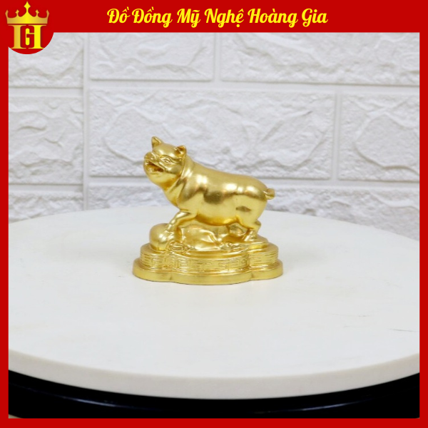 Tượng lợn bằng đồng mạ vàng 24K