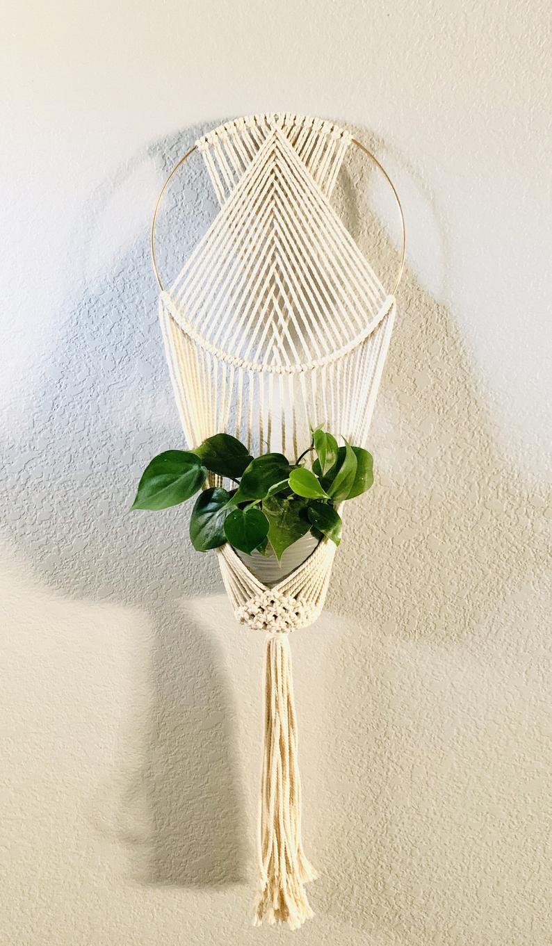 Vòng Inox Tết Dây Macrame Treo Hoa , Cây Cảnh Trang Trí Treo Tường Trang Trí Nhà Cửa. Không bao gồn đèn nháy trang trí. GHINOX01