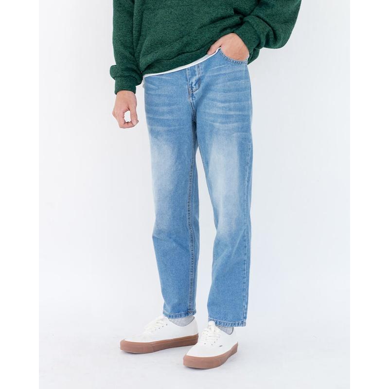 Quần jeans nam dáng suông SSSTUTTER chất liệu denim cao cấp dài đến mắt cá chân grinding jeans