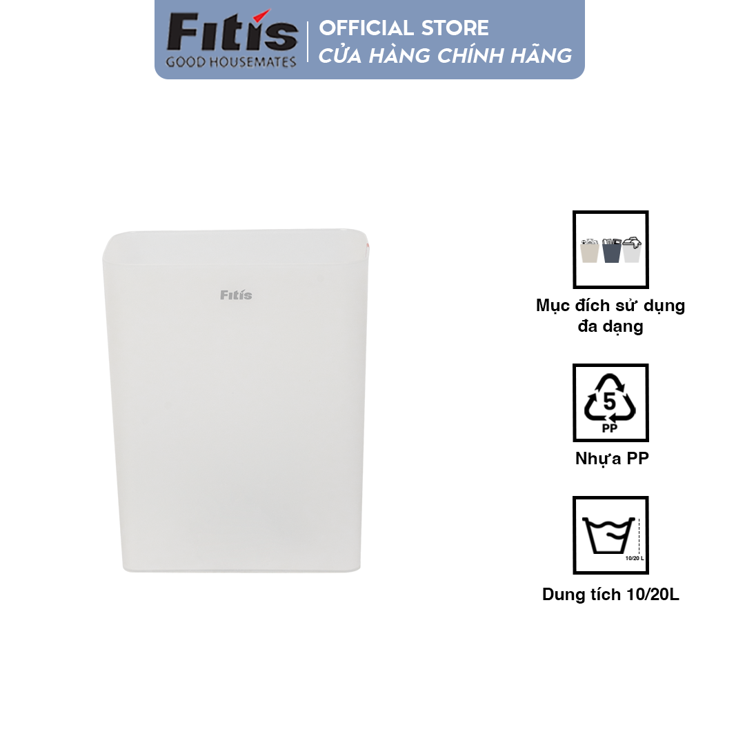 Thùng Rác Văn Phòng Không Nắp Fitis Mono Chữ Nhật Smm1 - 901 - Trắng - 20L