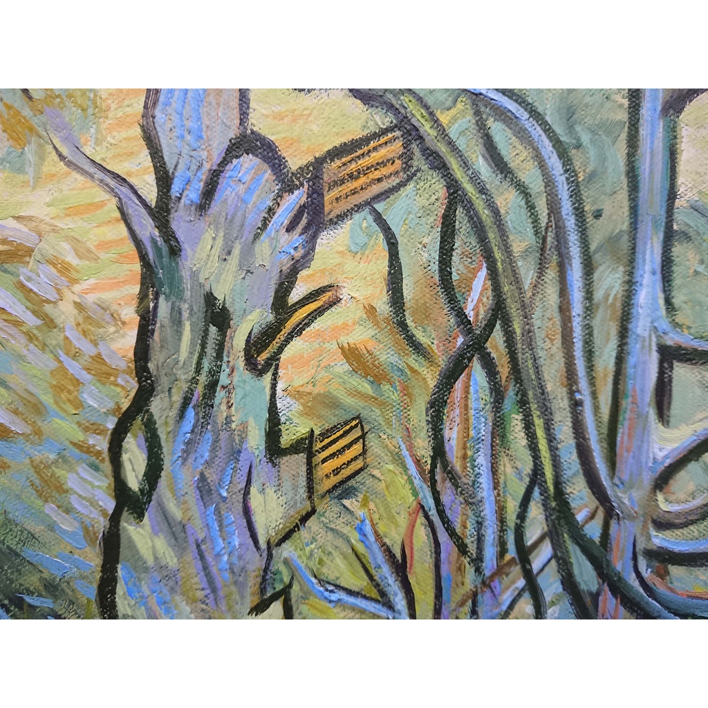 Hoàng Hôn Dưới Rừng Thông - Tranh Sơn Dầu Vẽ Tay 40x50cm