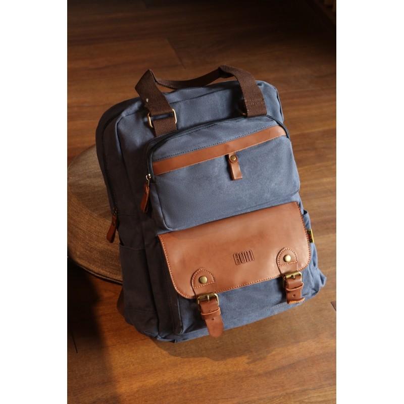 Balo du lịch, balo laptop thiết kế unisex chất bố bền đẹp, nhiều ngăn tiện dụng - BOM