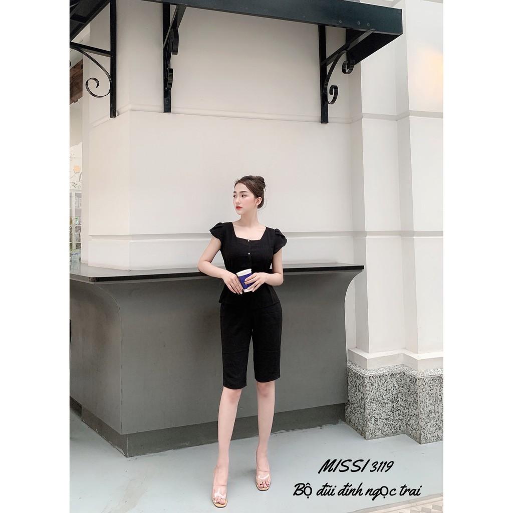 Đồ bộ đũi nữ quần lửng áo sát nách tay bèo Babydoll Set bộ đồ nữ chất đũi Banamo Fashion 123