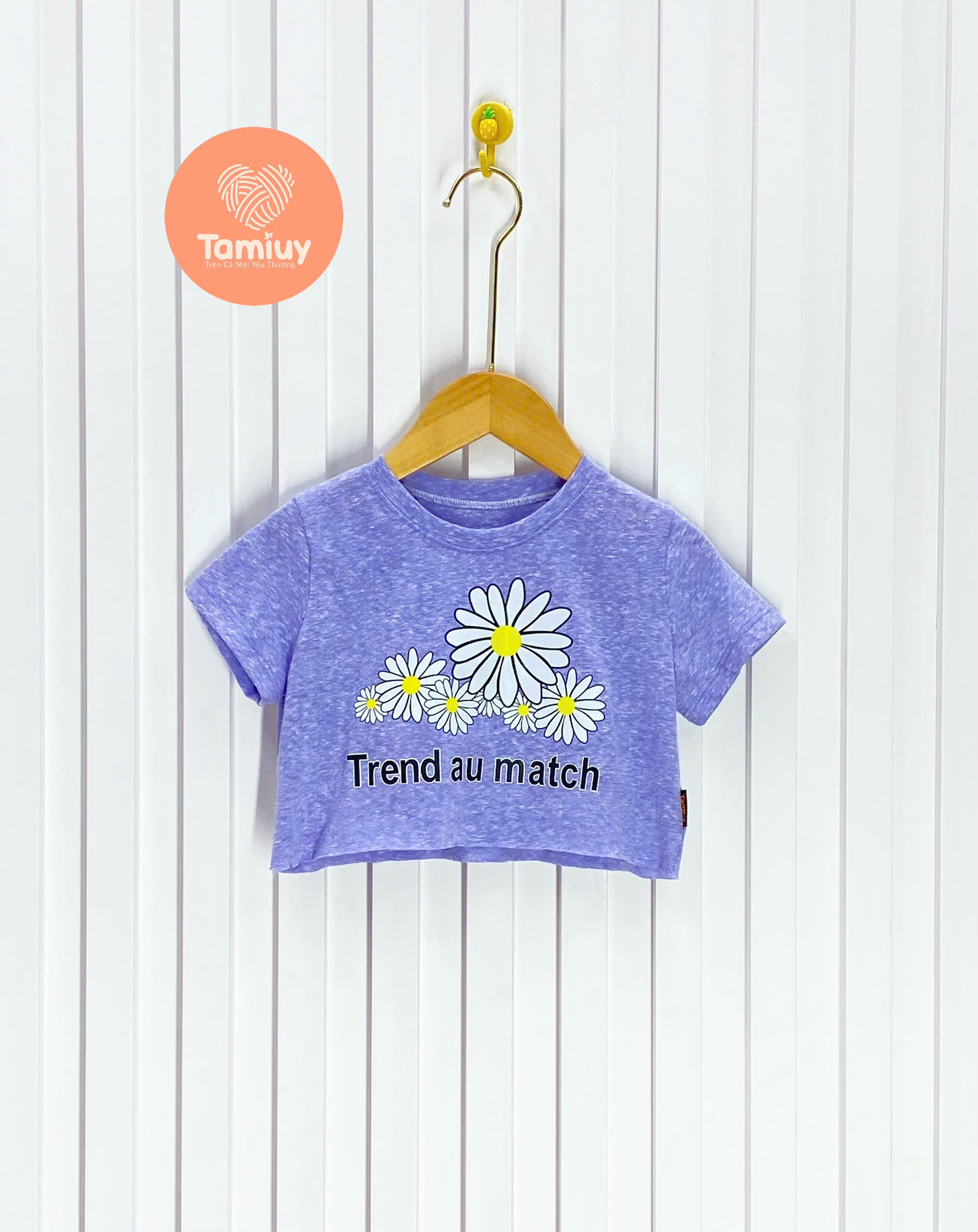 Áo Thun Croptop Bé Gái Hoa Hướng Dương, Chất Cotton Co Giãn (Size 1-10 Tuổi)