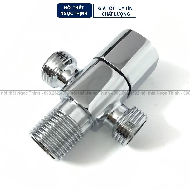 Van T khóa và chia nước SVT-03 2 nhánh cấp ra chất liệu đồng thau chrome bóng dòng cao cấp