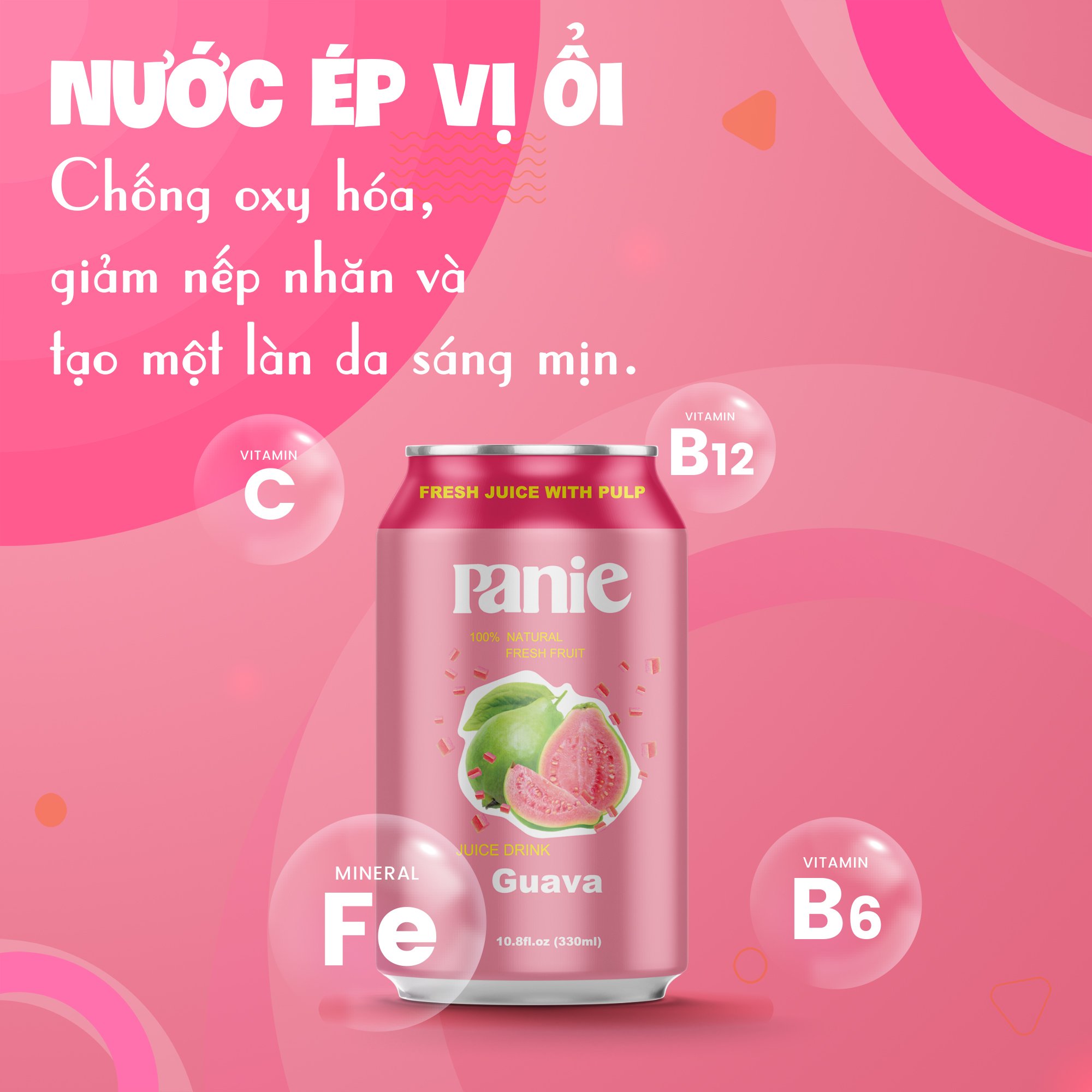 Thùng 12 lon nước ép trái cây tự nhiên Panie Juice 330ml (330ml x 12) - Món quà ngày Tết 2023 - Panie - Nước ép - Fruits