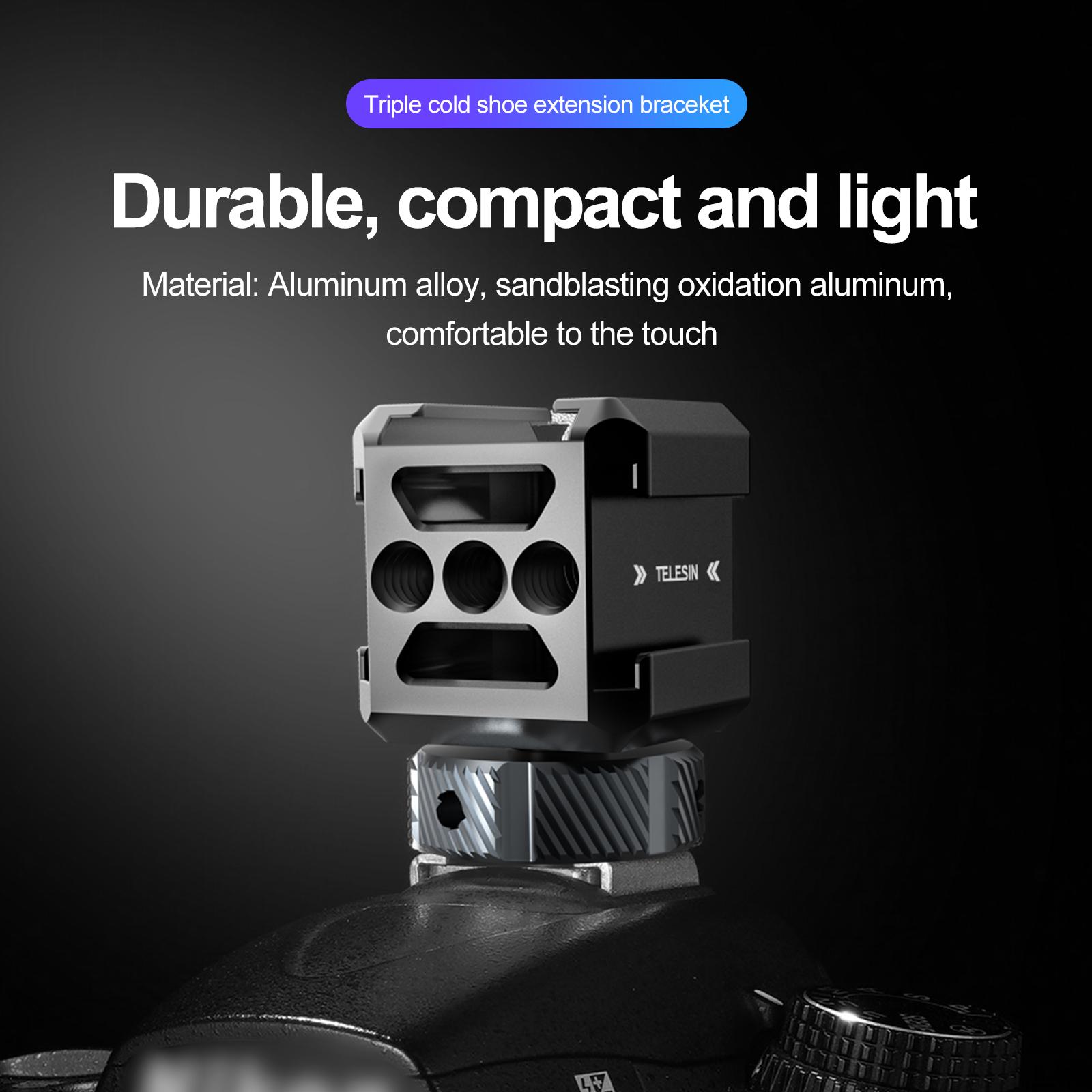 Telesin Triple Cold Shoe Mở rộng Braceket Máy ảnh SLR LED LED Màn hình mở rộng khung ảnh chụp ảnh