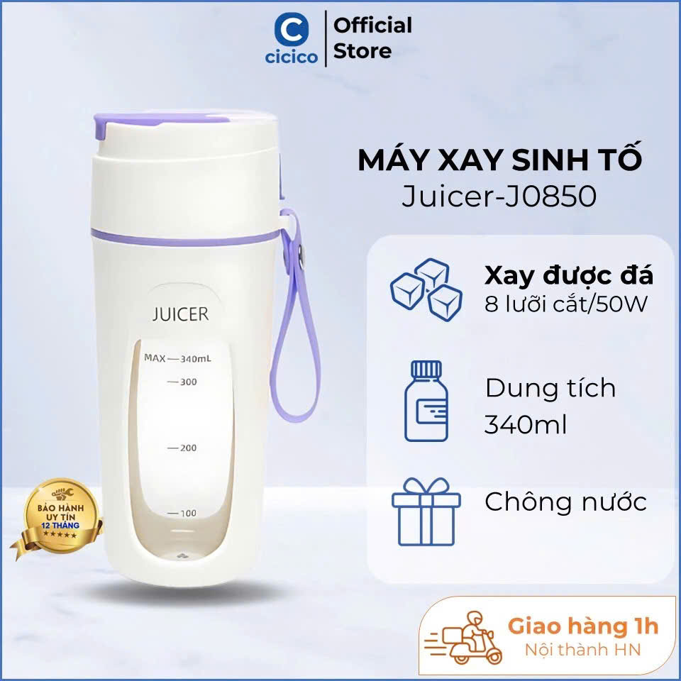 Máy xay sinh tố Ankale di động cầm tay xay được đá thế hệ mới dung tích 400ml 10 lưỡi cắt thép không rỉ động cơ 80W, hàng chính hãng