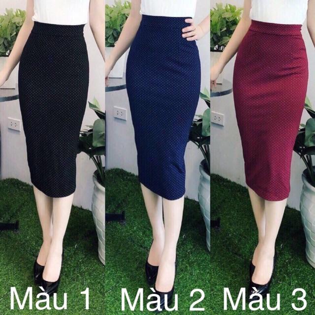 CHÂN VÁY BÚT CHÌ CHẤM BI KHOÁ SAU