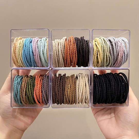 Hộp 50 dây cột tóc xoắn đa săc