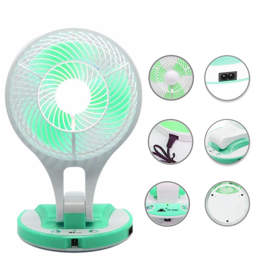 Quạt sạc mini đèn Led 2 chế độ sáng JR5580 - Giao màu ngẫu nhiên