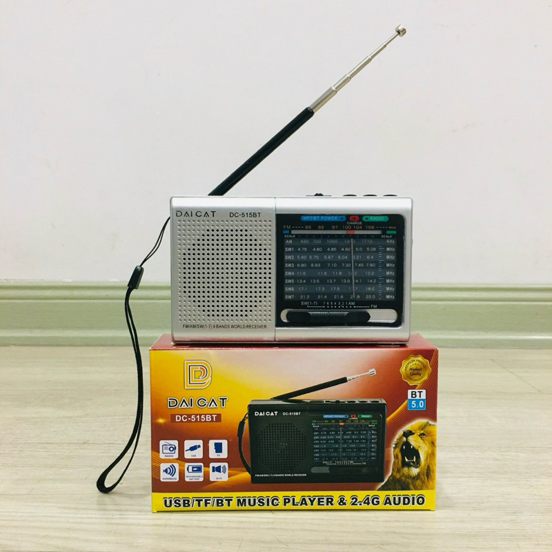 Đài Fm radio DC-515URT Bluetooth Nhật  Máy nghe đài Radio trên sóng FM được thiết kế nhỏ gọn-Hàng Chính Hãng BH:12T