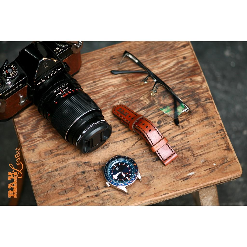 Dây đồng hồ da bò - RAM classic 1981 - da bò nâu socola cực đẹp - đủ size 18,20,22,24,casio,apple watch