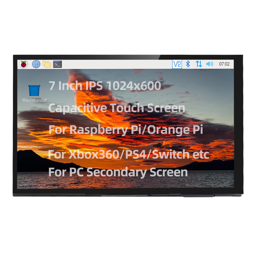 Raspberry Pi 7 inch Touch Màn hình IPS 1024x600 HD LCD HDMI Tương thích HDMI cho RPI 4B 3B 3B PC màn hình thứ cấp