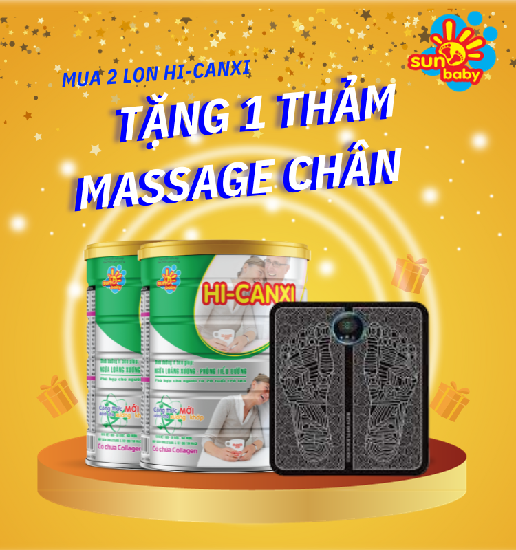 [Tặng 2 thảm massage chân] Combo 2 lon sữa Hi-canxi Pro ngăn ngừa loãng xương, phòng tiểu đường 900g Sunbaby