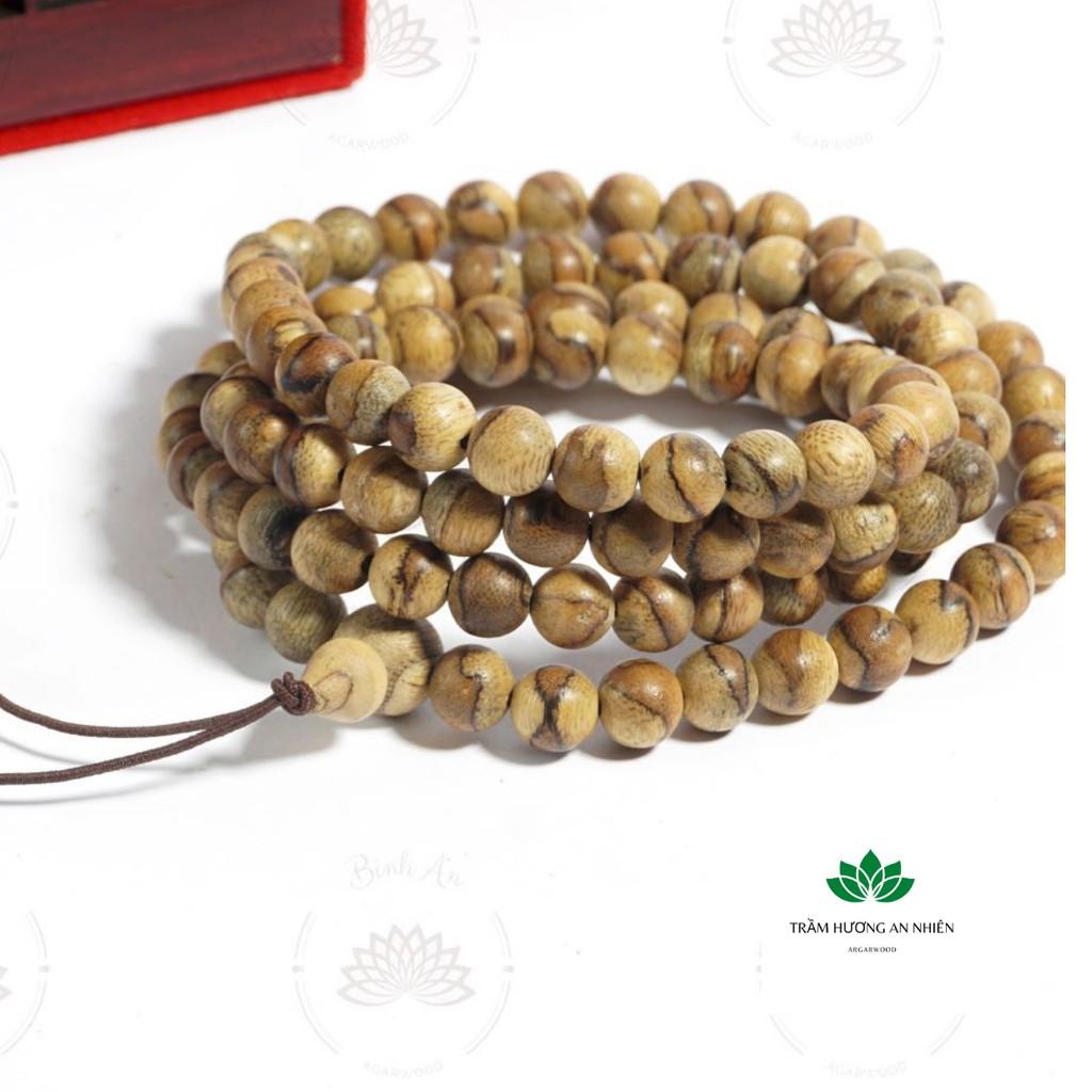 Vòng Tay Trầm Hương 108 Hạt-Tốc Bông Tự Nhiên - Chuỗi Tràng Hạt - Trầm Hương An Nhiên Size 6ly 7 ly 8ly