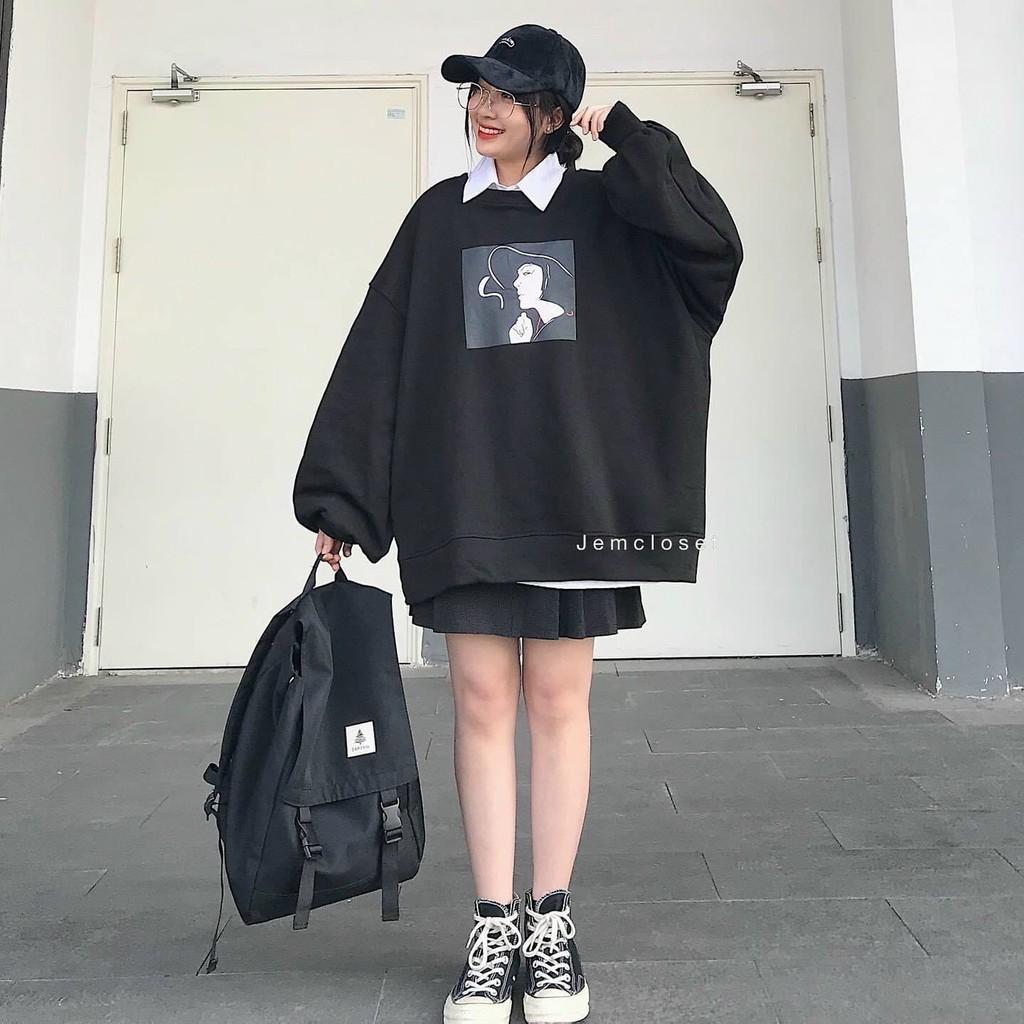 Áo Sweater Nỉ Cô Gái Form Rộng Thời Trang Cá Tính