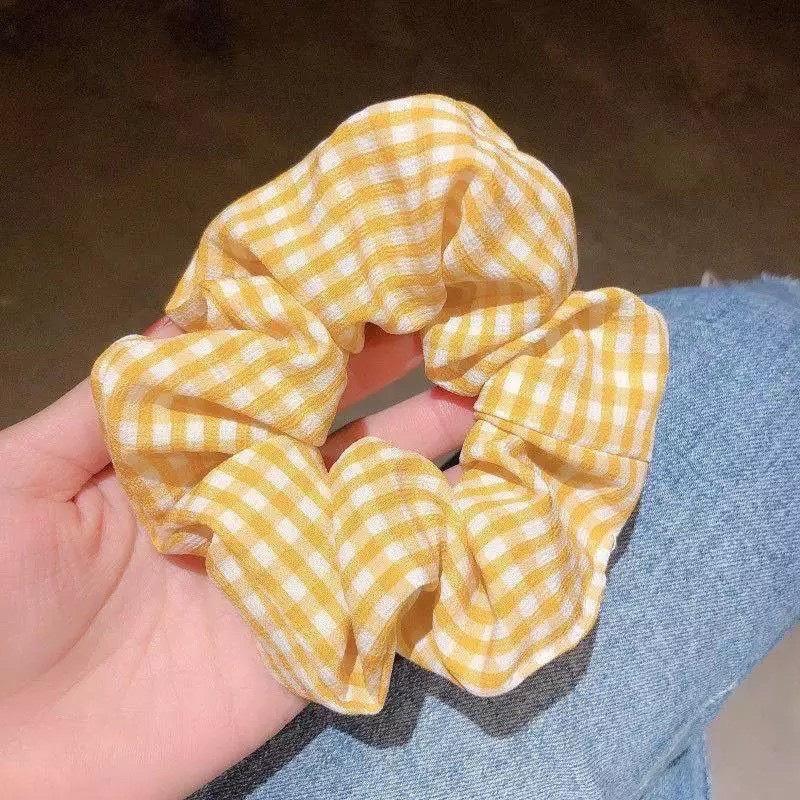 Dây Buộc Tóc Scrunchies Cột Tóc Caro Vải Đẹp Nhiều Màu Co Giãn Dễ Thương N08