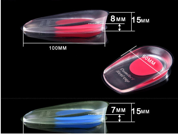 Lót giày tăng chiều cao silicon 1.5cm bảo vệ gót chân, phòng ngừa, giảm đau gai gót chân, chai chân