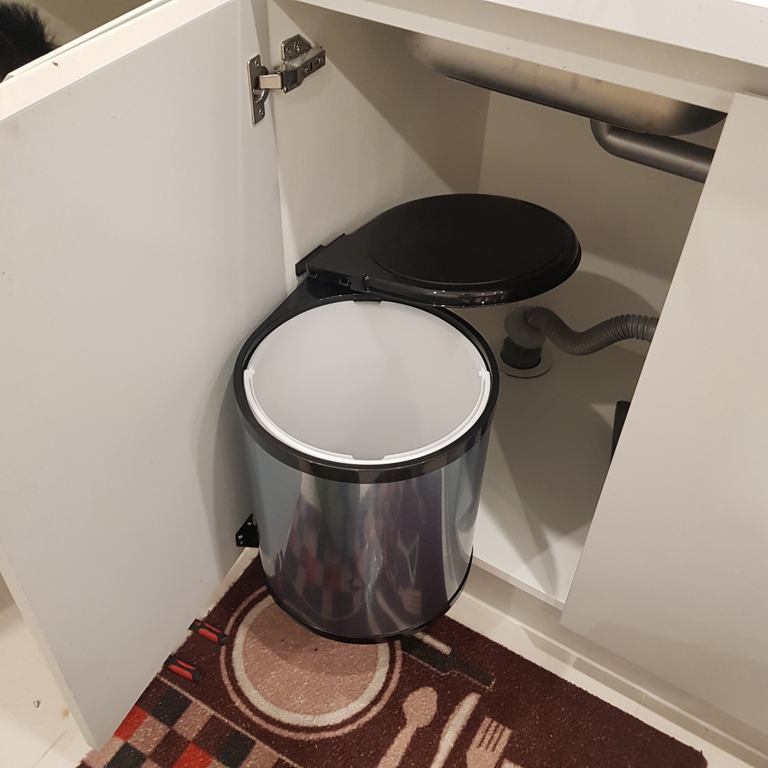 Thùng Đựng Rác Gắn Cánh Tủ Bếp Tròn Bọc INOX 304 - Bảo Hành Vĩnh Viễn - Có Thợ Lắp