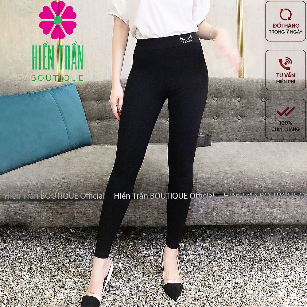 Quần legging nữ Hiền Trần BOUTIQUE cạp cao gen bụng, vải co giãn, mặc tôn dáng