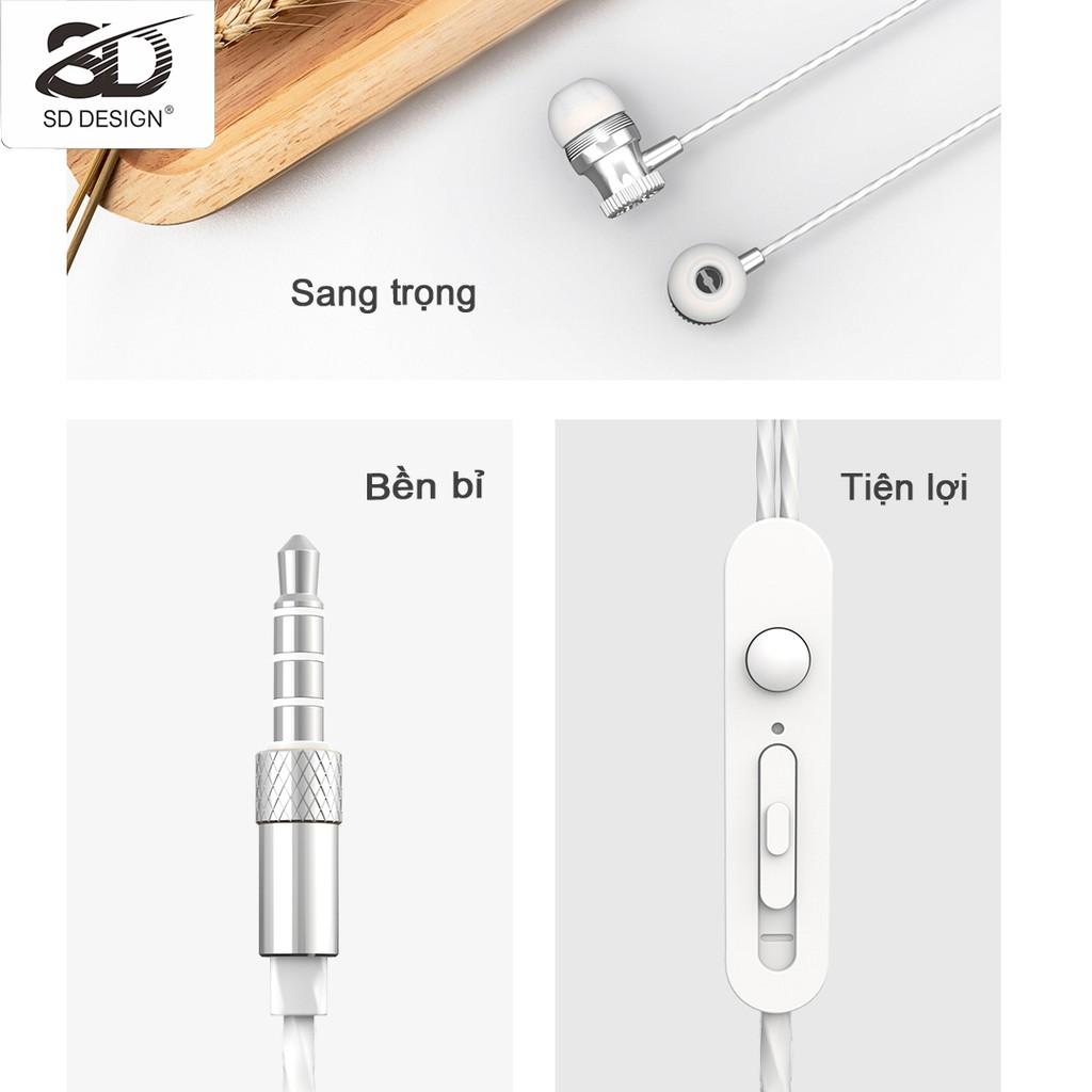 Tai Nghe dây Nhét Tai SD Design X18 với jack cắm 3.5mm tương thích với mọi dòng điện thoại, thiết bị điện tử