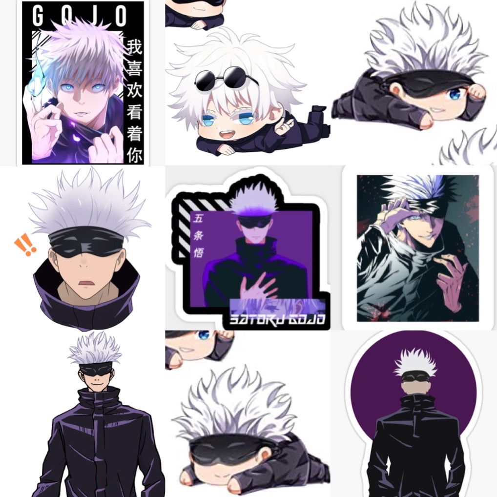 Sticker JuJutsu Kaisen Gojou Satoru Tapestry 30-60 cái ép lụa khác nhau/Hình dán Gojou Satoru