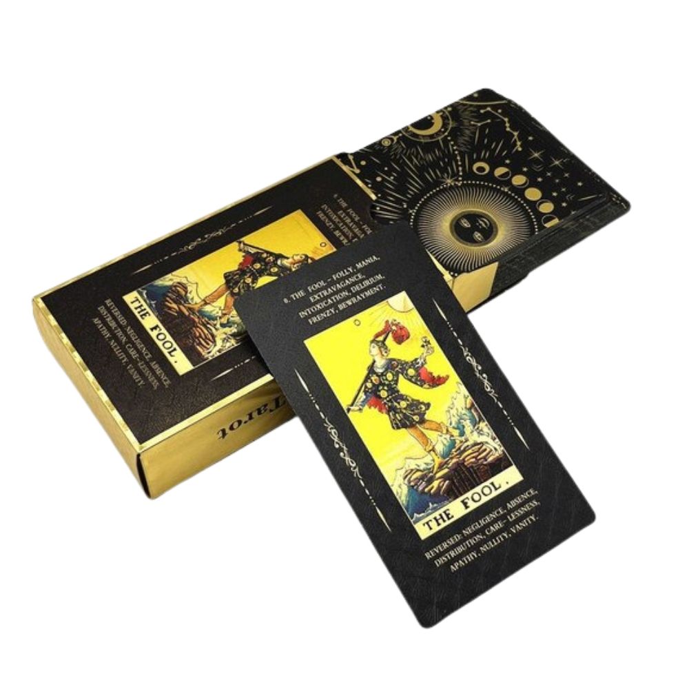 Bộ Bài Gold Foil Tarot - The Fool Thẻ Nhựa, Hộp Nhựa